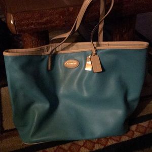 Large blue Coach shopper tote